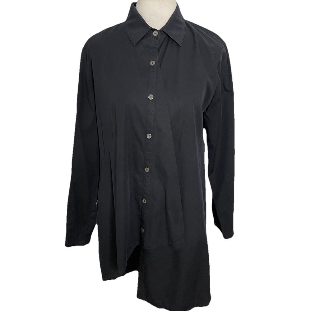 Stella Carakasi Black Asymmetrical Cotton Poplin Shirt Tunic Crossroads Tunic S
